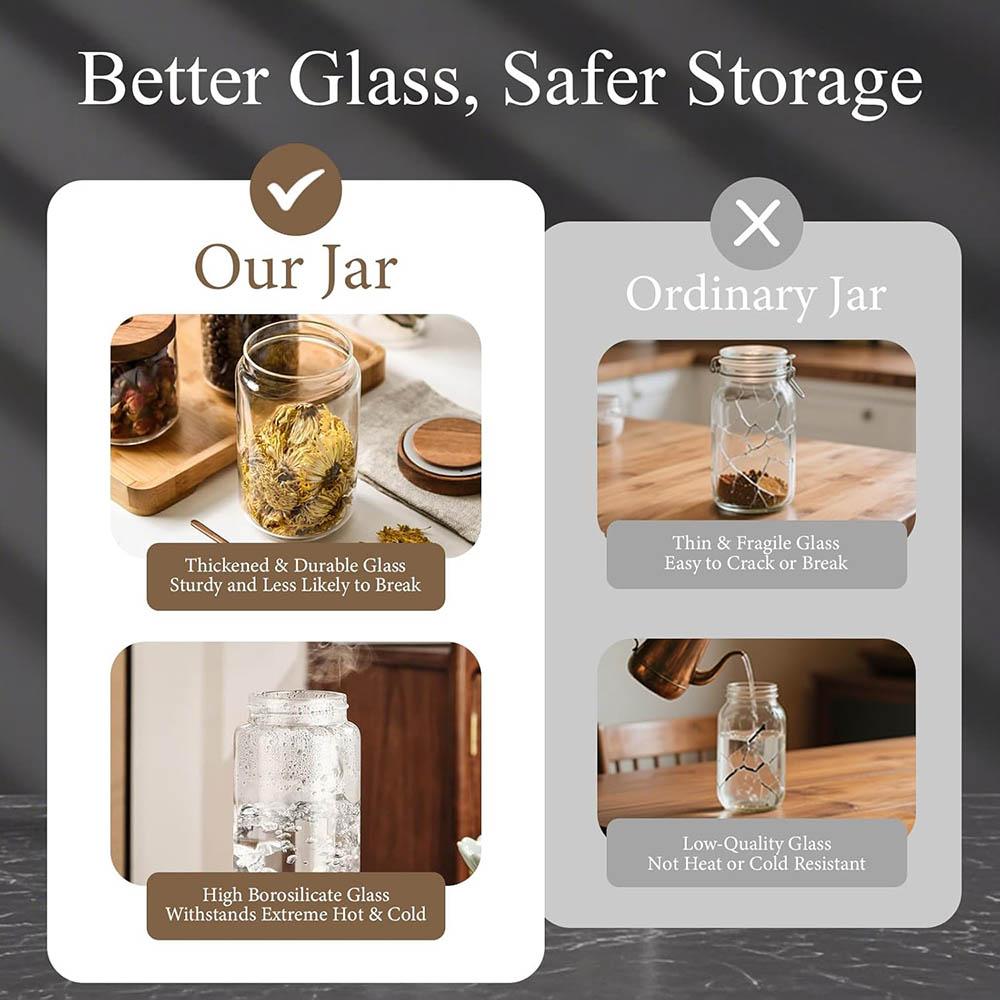 Glass Jars with Airtight Lids,11oz Mini Kitchen Pantry Storage Containers for Sugar,Spice,Salt,Matcha,Nuts, Sauce,Cocoa powder