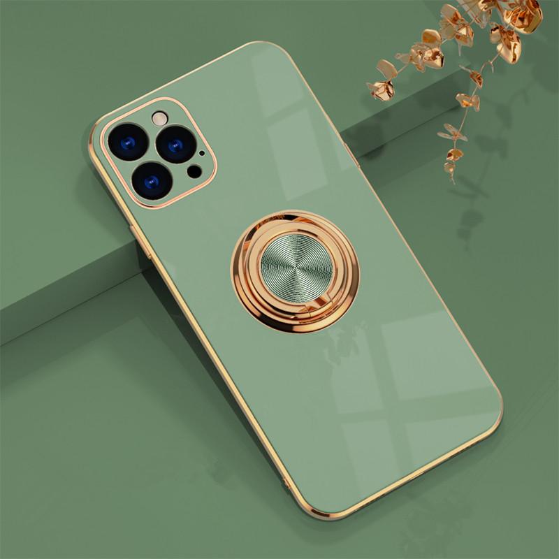 Soft Square Phone Case For iPhone 11 12 13 14 15 Pro Max XS X XR 7 8 Plus SE  Mini Stand Ring Silicone Shockproof Cover