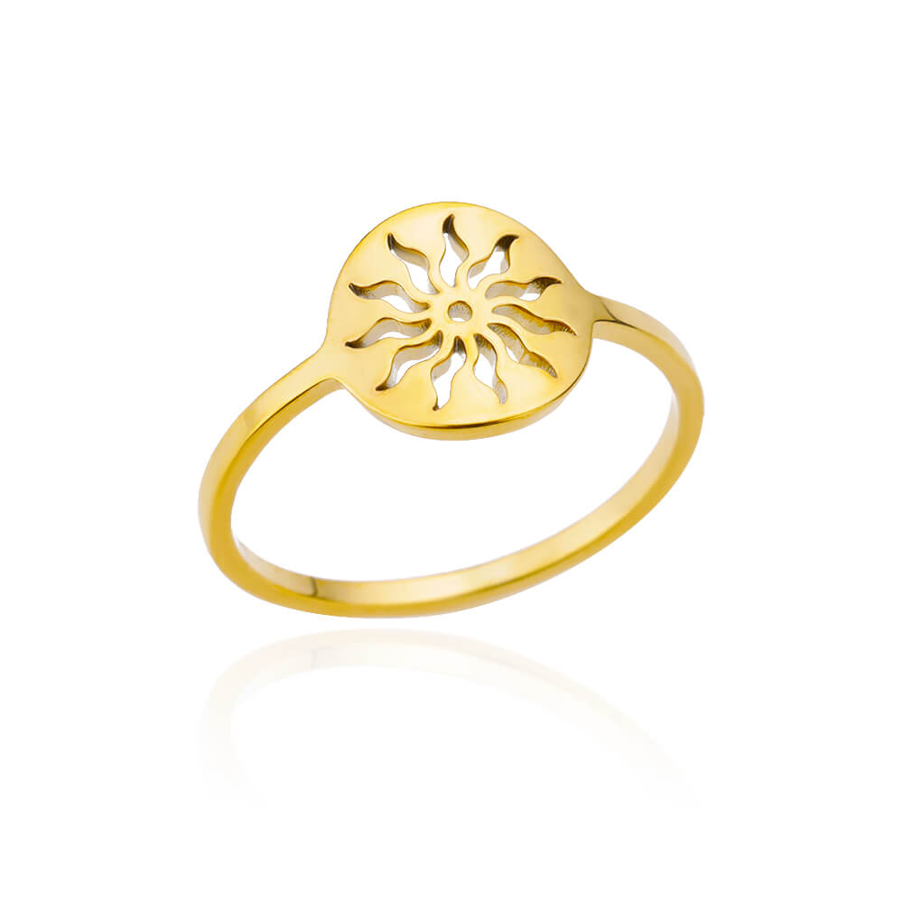 Vintage Opal Sun Rings For Women Gold Color Stainless Steel Sun Ring Wedding Party Jewelry Gift Accessories Best Friend