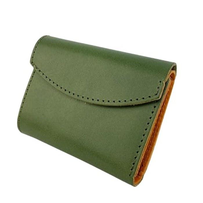 Tochigi Leather Trifold Mini Wallet Green W:100mm H:80mm