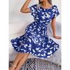 Ins Spring and Summer Casual Short Sleeved Pleated Dress Women's Fashion Versatile Trendy Commuting