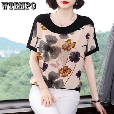 Vintage Kurzarm-T-Shirt mit Druck, lässige Damenbekleidung, Sommermode, All-Match-Rundhalsausschnitt, lockere Pullover, Tops für Frauen