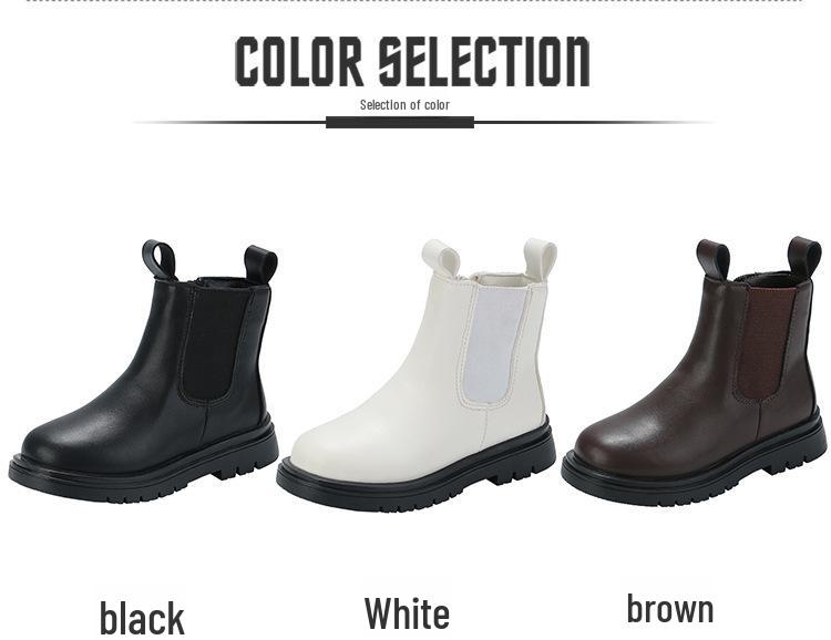 Children's 2025 Autumn/Winter Casual Leather Boots - Soft Sole Korean-Style Martin Boots for Medium & Large Kids