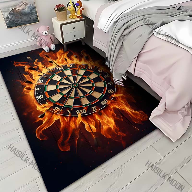 

1PC Flaming dartboard with darts Print Carpet for Living Room Bedroom Sofa Home Decor Rus Non-slip Floor Mat Luxury Gift 40x60cm