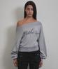 Bunteu Lettering Off Shoulder Sweatshirt (Gray)