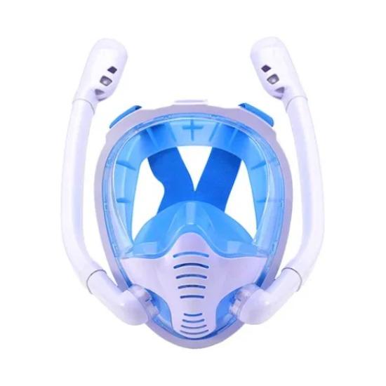 Full Face Snorkeling Mask 180° Panoramic Silicone Dry Top Snorkeling Goggles 2 Snorkeling Tube Leak Proof