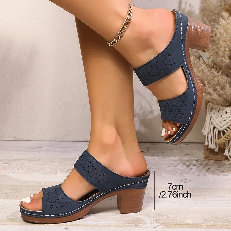 Fashion Plus Size Women's High Heels Platform Sandals Lightweight Thick Heel Summer Slippers Woman Comfort Non Slip Sandalias De Mujer