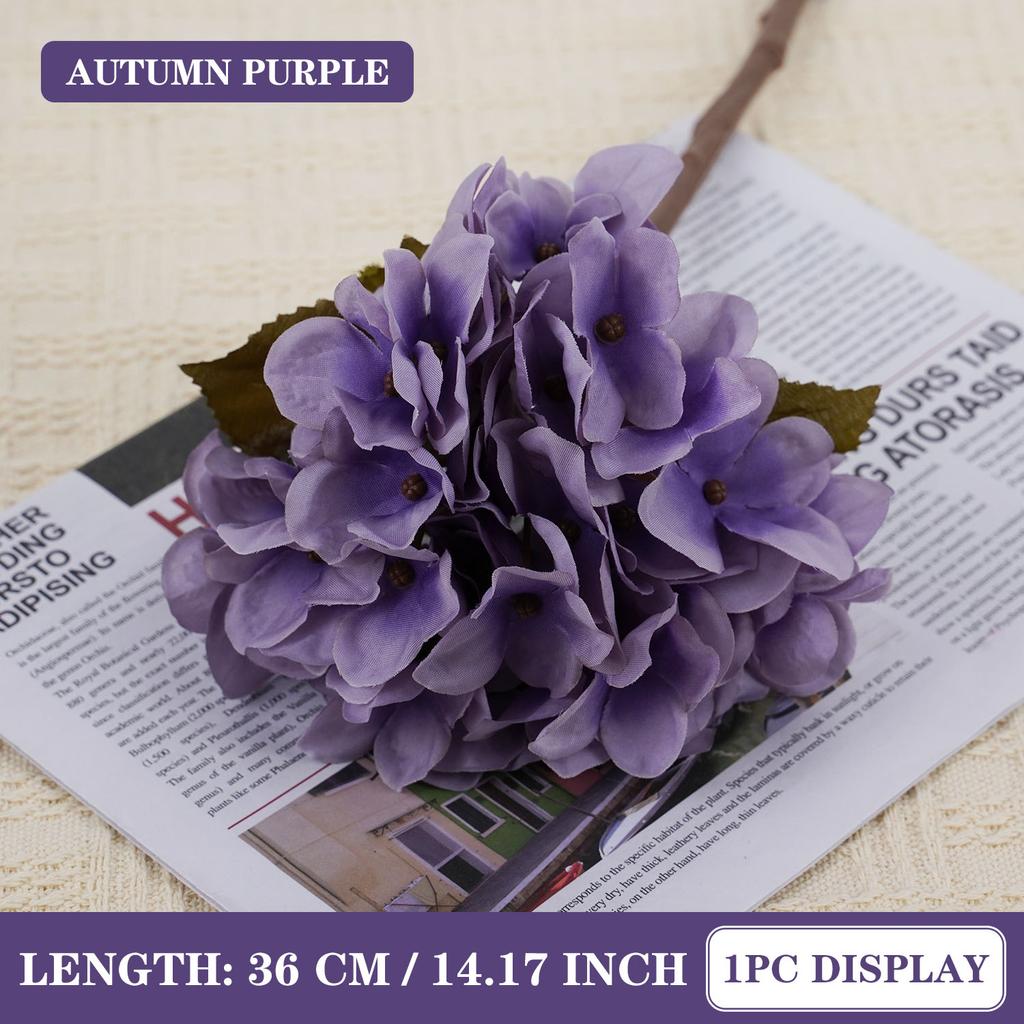 Artificial Rose Flower Silk Hydrangea Wedding Small Bouquet Fake Flower Party DIY Autumn Beautiful Decoration 36cm/14.17inch