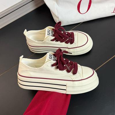 Zapatillas de lona con plataforma alta originales nacionales para mujer, otoño, nicho, ins, estudiantes, versátiles, casuales, zapatillas blancas pequeñas de tabla