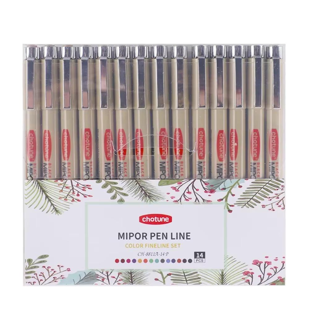 

14 Colors Brush Micro Waterproof Fineliner Pen Set Ink Fine Point Pen Sketching Anime Artist Illustrating Drawing Supplies