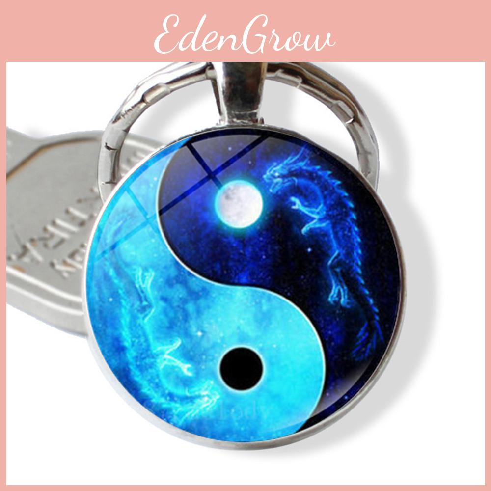 Chic Yin Yang Taiji Time Gem Keychain Zinc Alloy Key Ring With Unique Colors