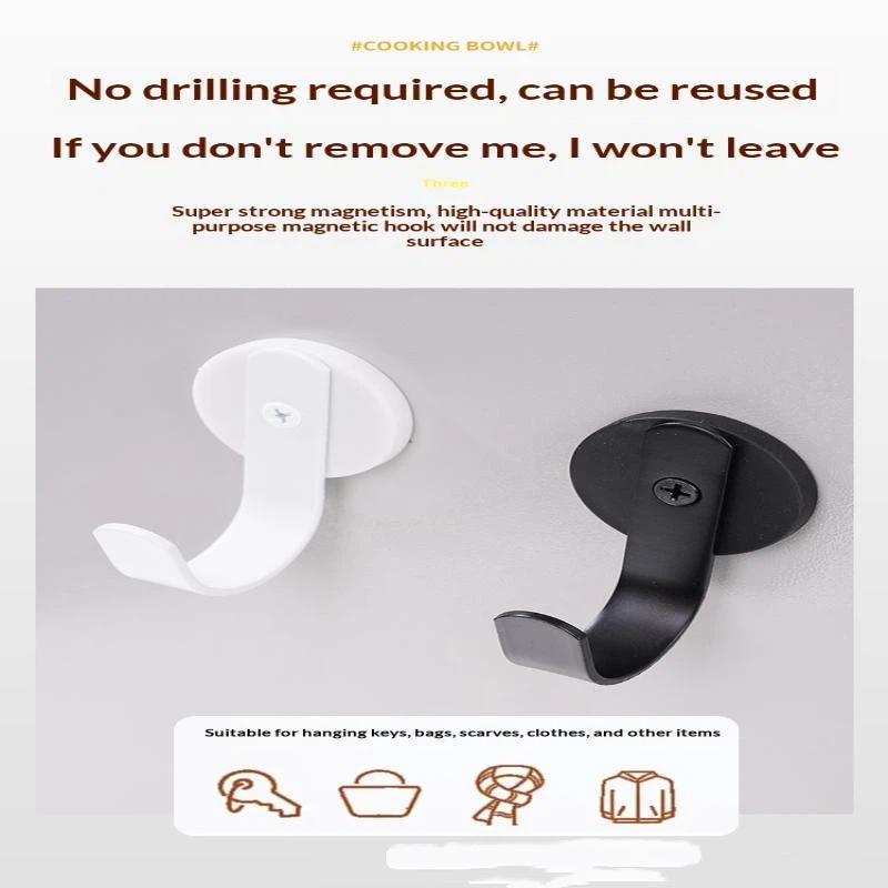 Magnetic Wall Hooks With No Drill Strong Grip And Scratch Free Design Perfect For Home Kitchen Hanging Towels Bags