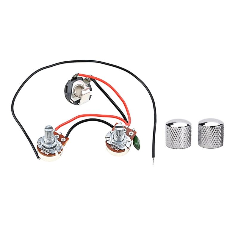 1V 1T Wiring Kit, 3 Way A500K Wiring Harness Prewired Guitar Wiring Hareness for Electric Guitar Bass Repair Replacement