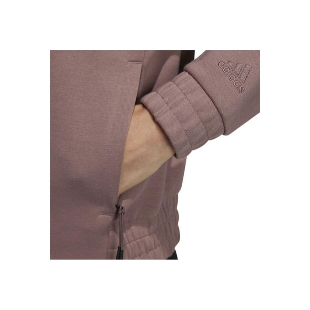 Adidas Solid Color Cuff Logo Embroidered Zip Hoodie Women Tops Light-Purple HZ7034