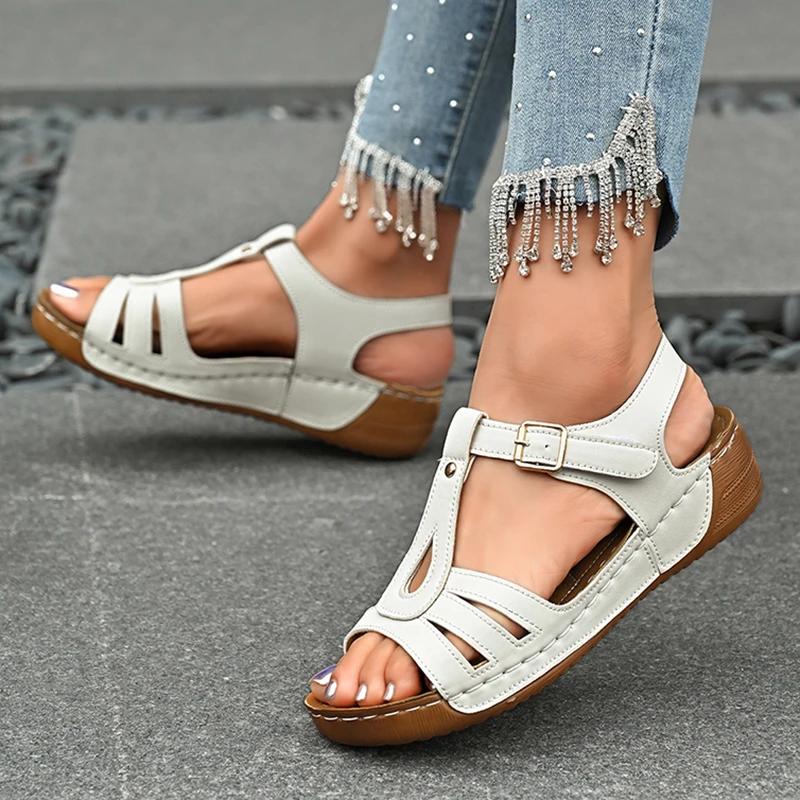 Fashion Women's Sandals 2025 Summer Women Wedge Sandals Lightweight Ankle Buckle Platform Women Shoes Gladiator Sandals Beach Sandles