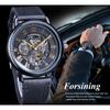 Forsining Watch Men's Fashion Casual Classic Hollow-out Waterproof Manual Mechanical Watch GMT1134-4-A