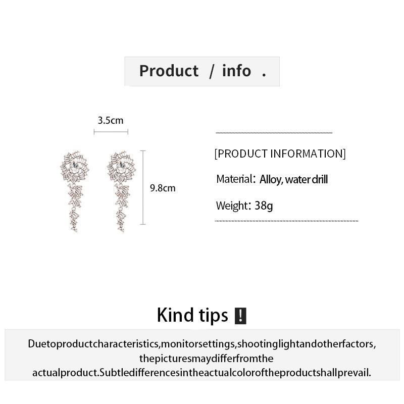 Silver Needle Luxury Zircon Water Drop Stud Earrings: High-End Design for Women