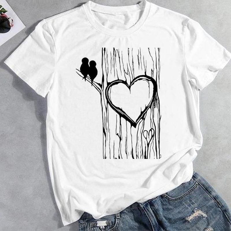 90er Kleidung Lässig Liebe Herz Schmetterling Trend Sommermode Grafik T-Shirt Damen Oberteil T-Shirt Kurzarm Dame Weiblich Print T-Shirt