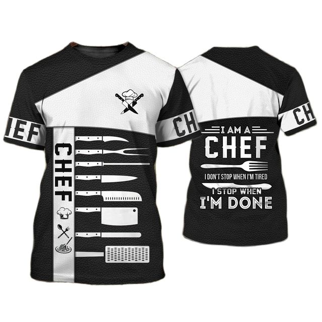 Chef T Shirt Fake Suit Cook Print Tee Summer Quick Dry Funny Uniform Oversized Short Sleeve Top High Quality O-neck Men T-Shirts