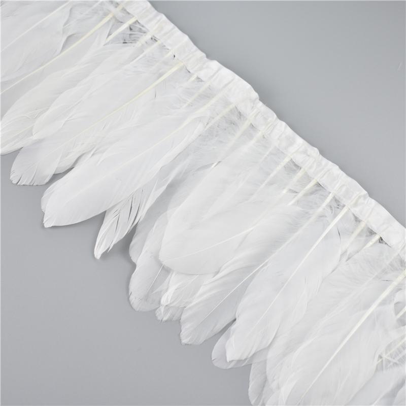 

2Meters Goose Feather Trims Wedding Party Decoration Fringes for Clothes Macrame Feathers DIY Colored Plumes Ribbons for Crafts белый