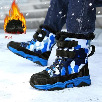 Jungen Winterstiefel 2023 High-Top: Dickes, warmes Samtfutter, rutschfeste Sohle.