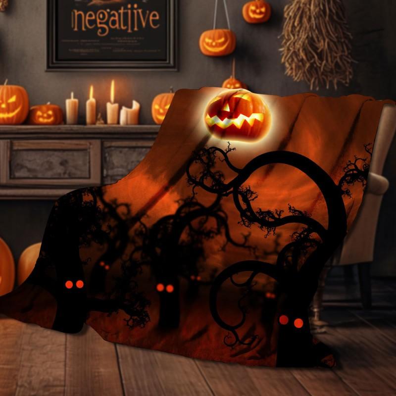 Halloween Print Flannel Blanket Soft Cozy Throw Bed Sofa Plush Fleece 70x100 To 150x200cm