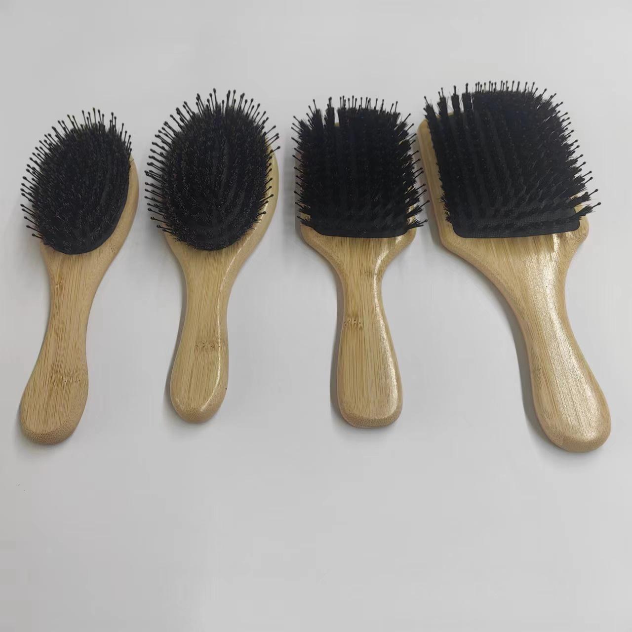 

Бамбуковая круглая расческа с щетиной кабана, антистатическая, с воздушной подушкой для питательного ухода за волосами