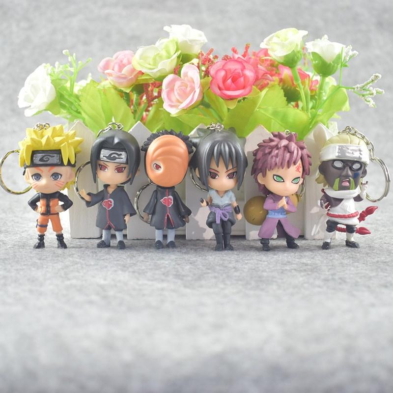 New 6pcs Naruto Pvc Figure Keychain Key Ring Toy Pendant Stylish Anime Cosplay Gift