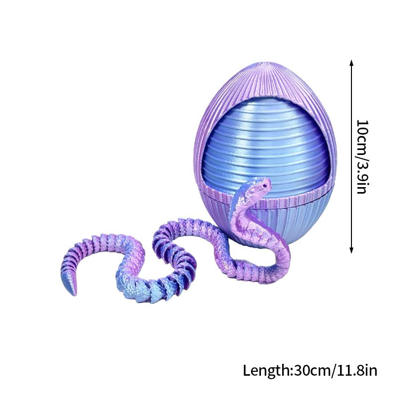 3D-gedrucktes Kobra-Schlangen-Ei-Set Flexibles Schlangenmodell Rotierendes Öffnen Schließen Ei-Figur Schreibtischornament Kinderspielzeug Neuartige Geschenke