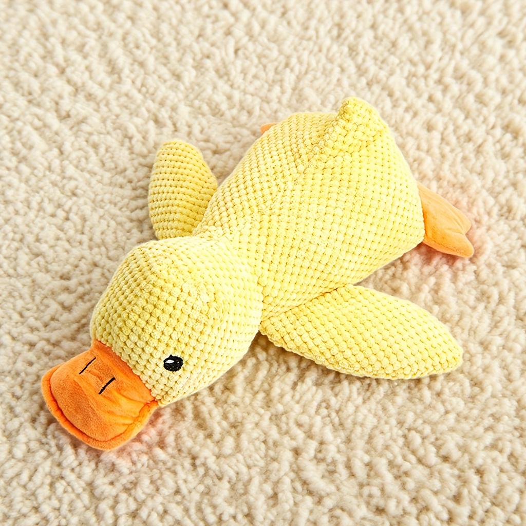 [Chew-Resistant Duck Toy] Chew-Resistant Interactive Yellow Duck Doll with Squeaking Sound | 3 Colors, Bite-Type Plush Toy for Cats&Dogs-Pet Supplies