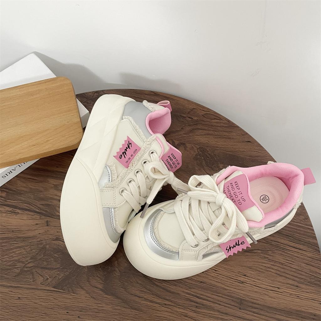 Fashion Women Flat New Wave Platform Sneakers Female Autumn New Round Toe Mixed Colors Women Casual Shoes Comfortable Breathable Loafers