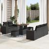 Ensemble de Canapé de Jardin vidaXL 8 Pièces avec Coussins Noir Rattan Poly Acacia, Ensemble de Salle à Manger de Jardin 3363899