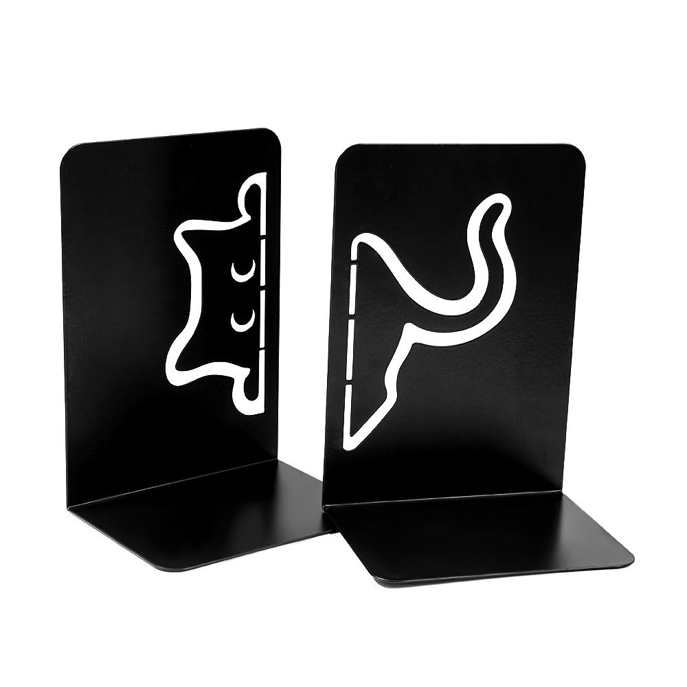 Cute Cat Hollow Out Metal Bookends Cartoon Hollow Book Shelf, Holiday Decoration Storage Stand, Christmas Valentine's Day Gift