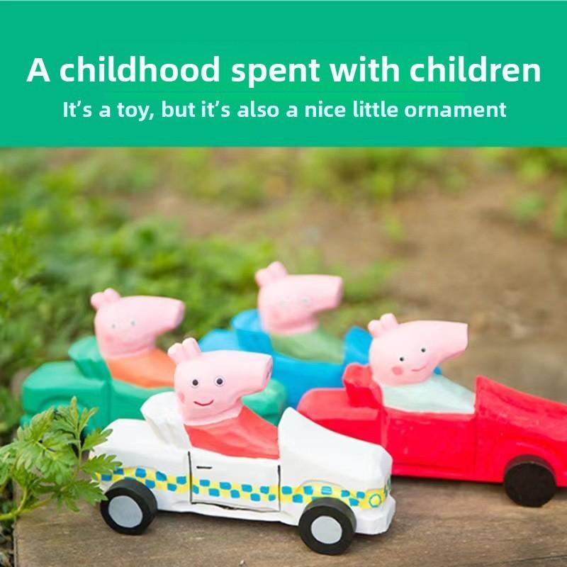 Peppa Pig Wooden Handcrafted Diy Car Toy For Kids And Home Decor With Modern Art Style