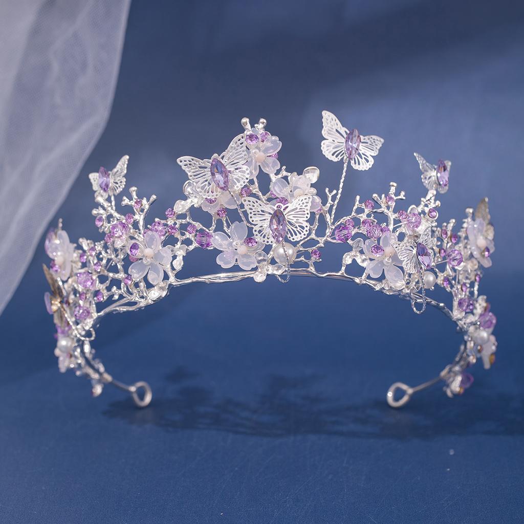 Barock Perle Strass Krone Blume Schmetterling Prinzessin Diadem Stirnband Haarschmuck Damen Braut Hochzeit Haarschmuck Schmuck