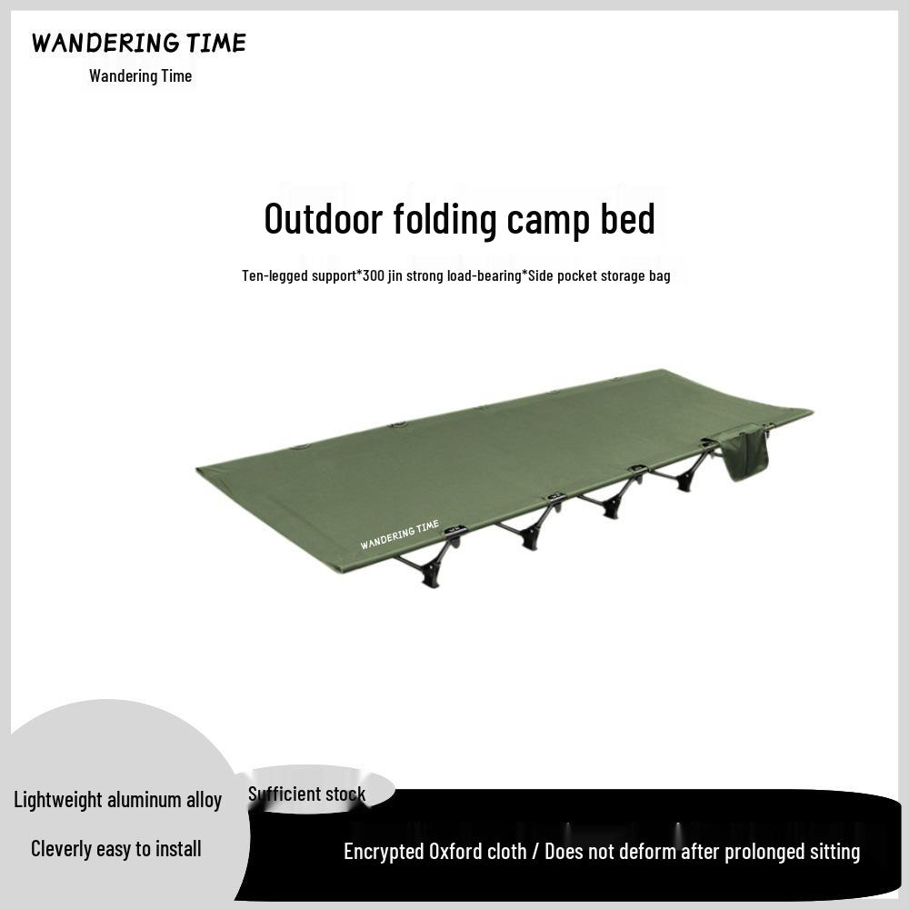 Outdoor Folding Aluminum Camping Bed - Single, Wide, and Portable
