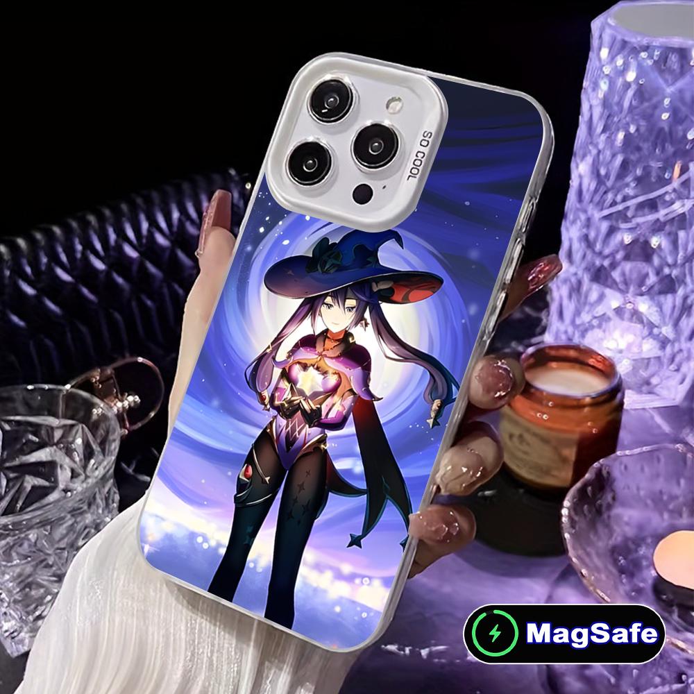 

Game GI Mona White Translucent MagSafe Mobile Phone Case for iPhone 17 16 15 14 13 12 11 X XR XS 8 7 Air Pro Max Plus Cover iPhone 13 Pro