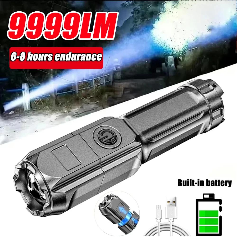 Powerful LED Flashlight 1000 Lumen Tactical Zoom Flashlights USB Rechargeable Waterproof Outdoor Fishing Hunting LED Torch