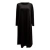 Women's Casual Round Neck Long Sleeve Curved Hem Loose Long Dress With Pocket