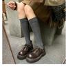 Sheepskin~ platform muffin loafers women's leather retro thick heel lace-up jk single shoes British college style small leather shoes