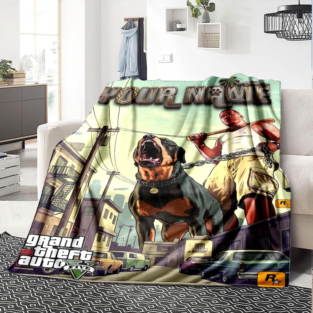 Name Custom Gta Print Flannel Blanket High Quality Warm Comfortable Cover for All Seasons Perfect for Gifts Home Decor