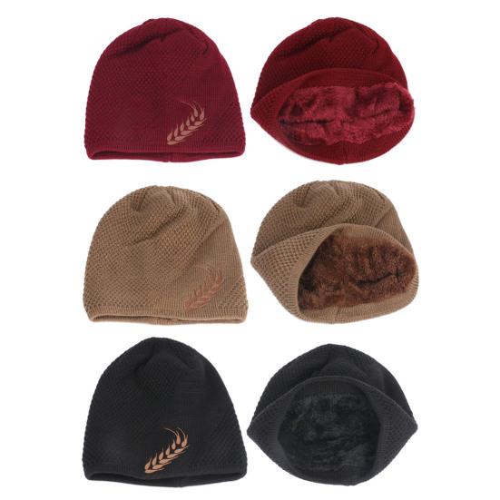 Winter Hat Stretchy Thick All Match Yarn Embroidered Wheat Fleece Fleece Cap for Daily Life