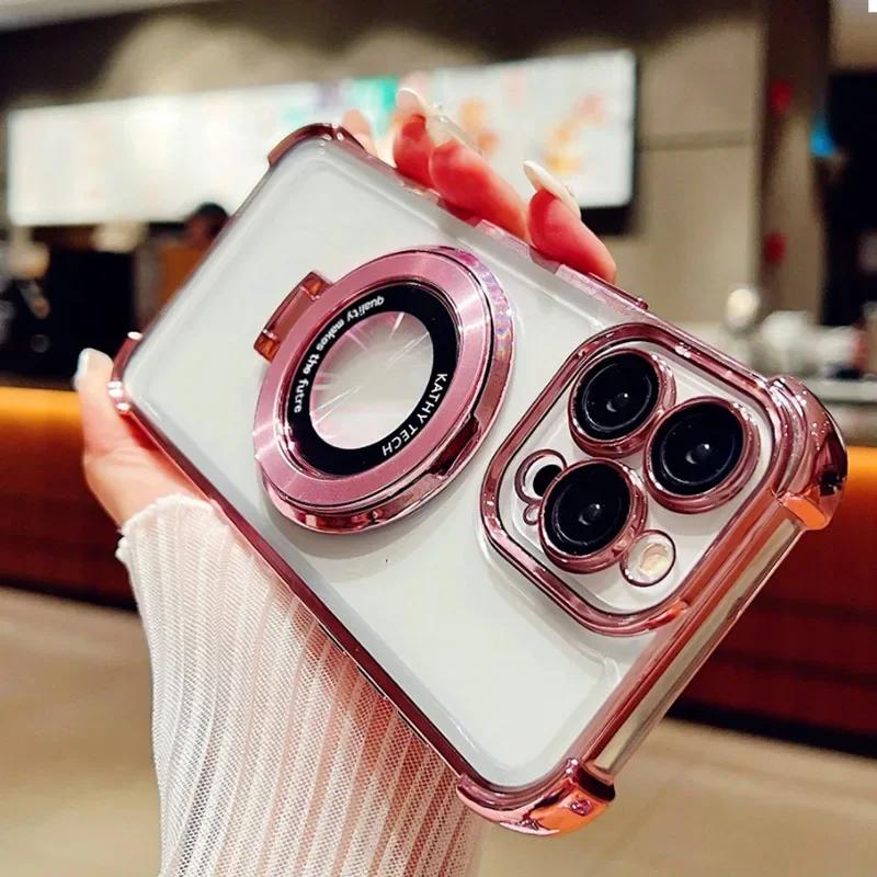 Glitter Plating Magnetic Bracket for Magsafe Case for Huawei Honor X8C X7C X7B X9A X9B X7A X8 X9C 200 Smart Pro Stand Soft Cover
