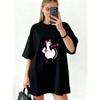 Oversized T Shirt Dress Black Duck With Pink Bow And Heart Print Honk Go Get My Money Text Graphic For Casual Wear