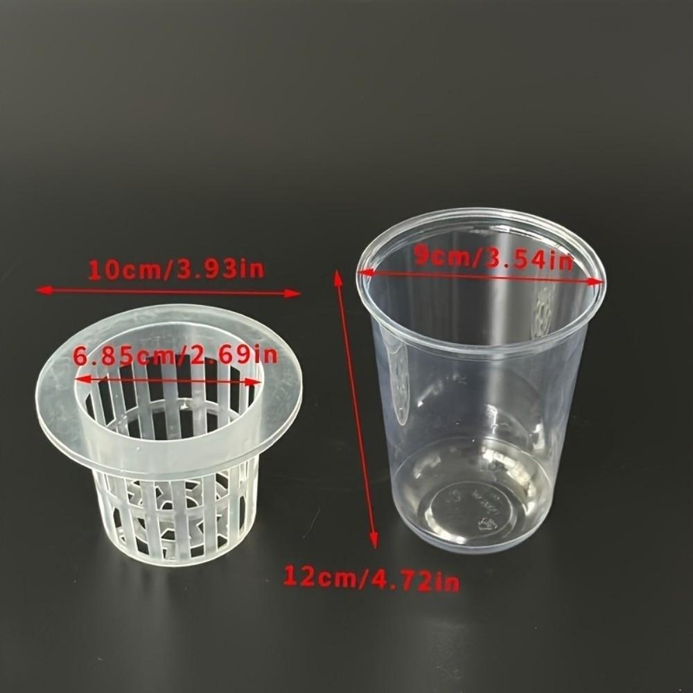 Transparent Plastic Hydroponic Mesh Cups Plant Propagation Root View Cups Clear Hydroponic Pots Flowerpot Planting Container