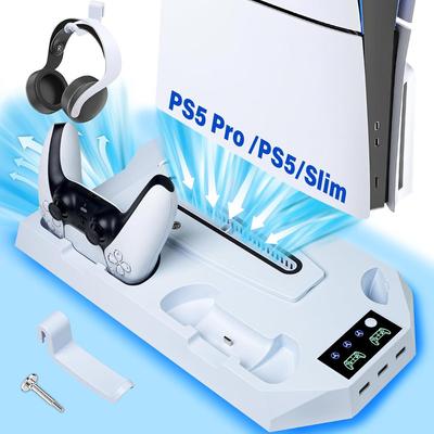 Multifunktions-Kühlständer mit Doppelladegerät für PS5 Slim/Pro