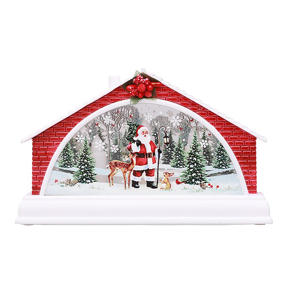 Christmas Village LED Light Figurines Christmas Snow House Decoration Night Light