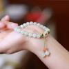 Elegant Round Jade Korean Bracelets White Color Peach Blossom Party Gifts for Women Girls Fashion Jewelry Accessories