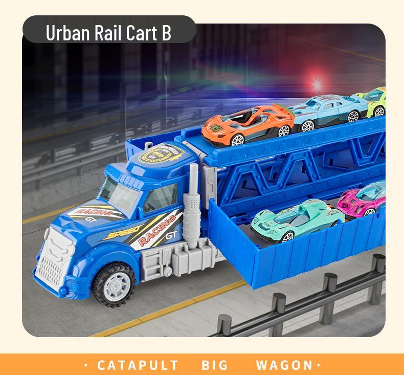 American Big Truck Sliding & Folding Deformation Racing Track Toy Set for Kids