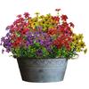 7-Fork Eucalyptus Violet Artificial Flowers - Small Green Plastic Bunch for Home & Garden